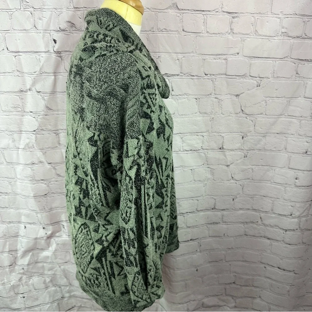 one world Geometric Patterned  cowl neck Sweater sz L southwest boho cozy